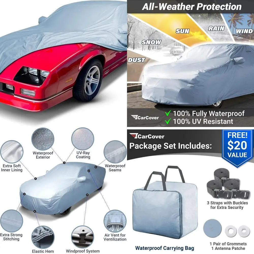 

1982-1992 Chevy Camaro Z28, IROC-Z, RS, Berlinetta, Sport Heavy-Duty Waterproof Car Cover for Indoor and Outdoor Protection with