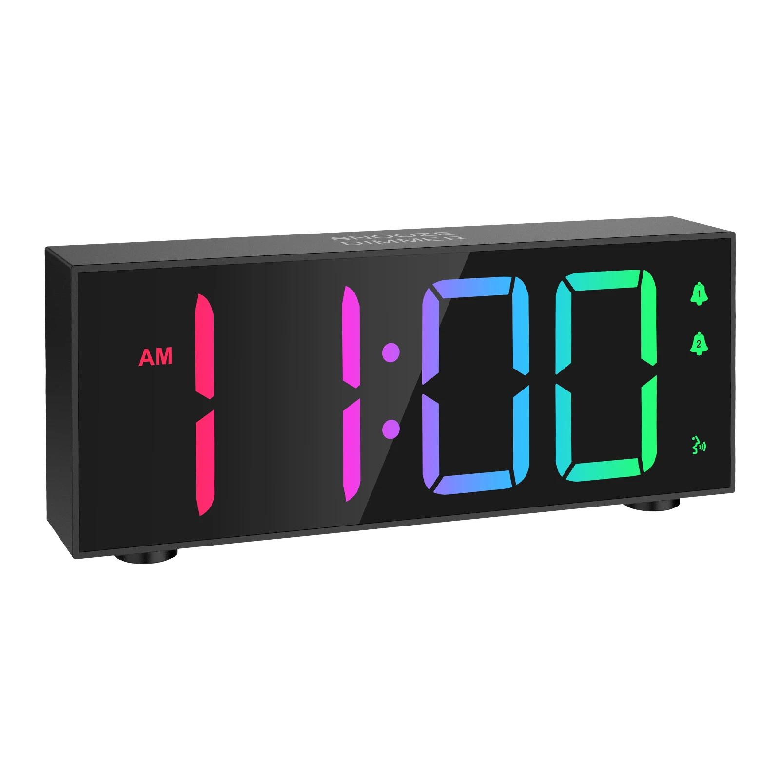 ORIA Alarm Clock Digital LED Clock Digital Clocks with 8 Dynamic RGB Lights With 12/24H Display for Bedroom Home Best Gift