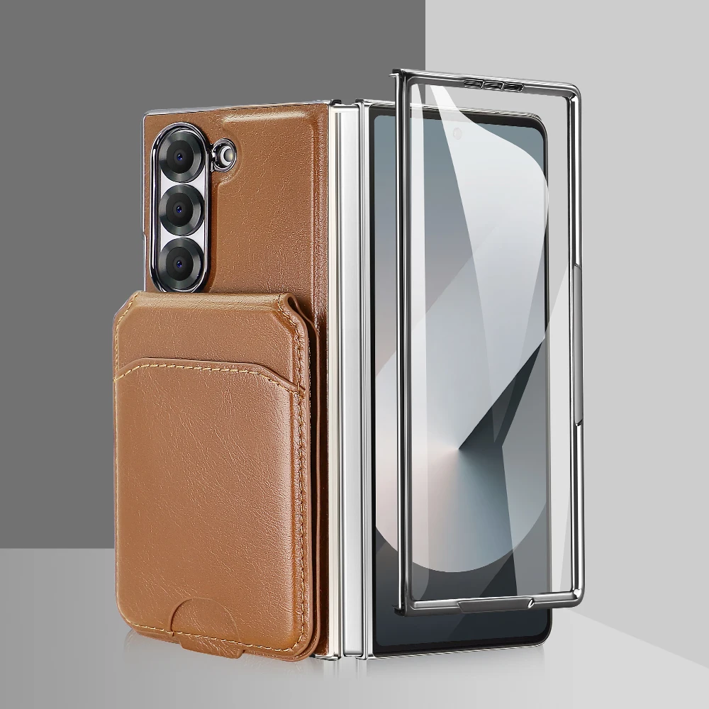 VIETAO PU lederen Z Fold 6-telefoonhoes met kaarten portemonneehouder, pennensleuf, draagriem compatibel met Samsung Galaxy Z Fold 6 5 4