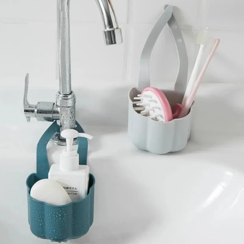 Useful Kitchen Sink Shelf Soap Sponge Drain Rack Home Organizer Silicone Storage Basket Bag Bathroom Holder Sink Kitchen Tool