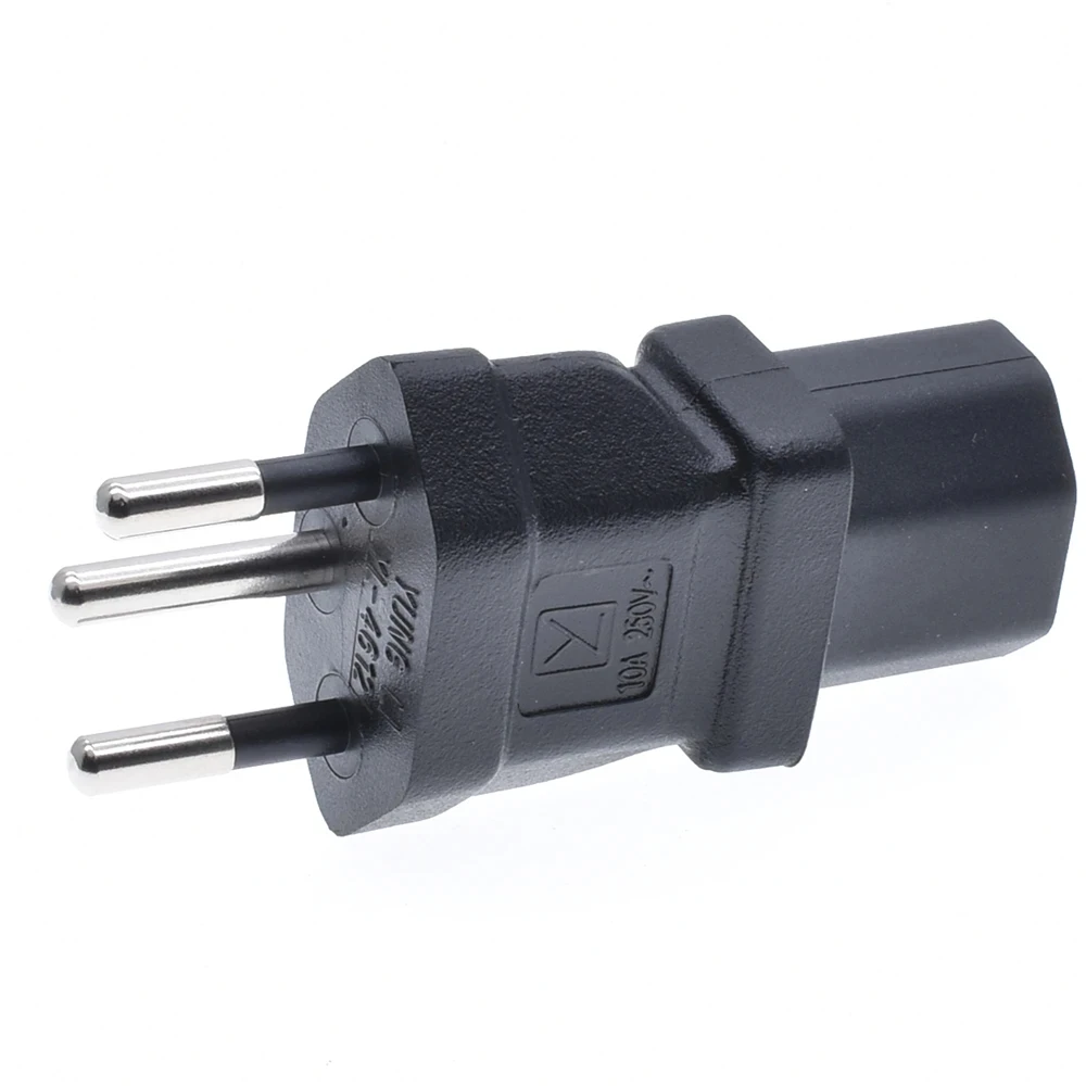 3 Prong Plug Adapter, type J round 3 pins to IEC60320 conversion plug for use as a Swiss PC Computer, Monitor, or Printer Power