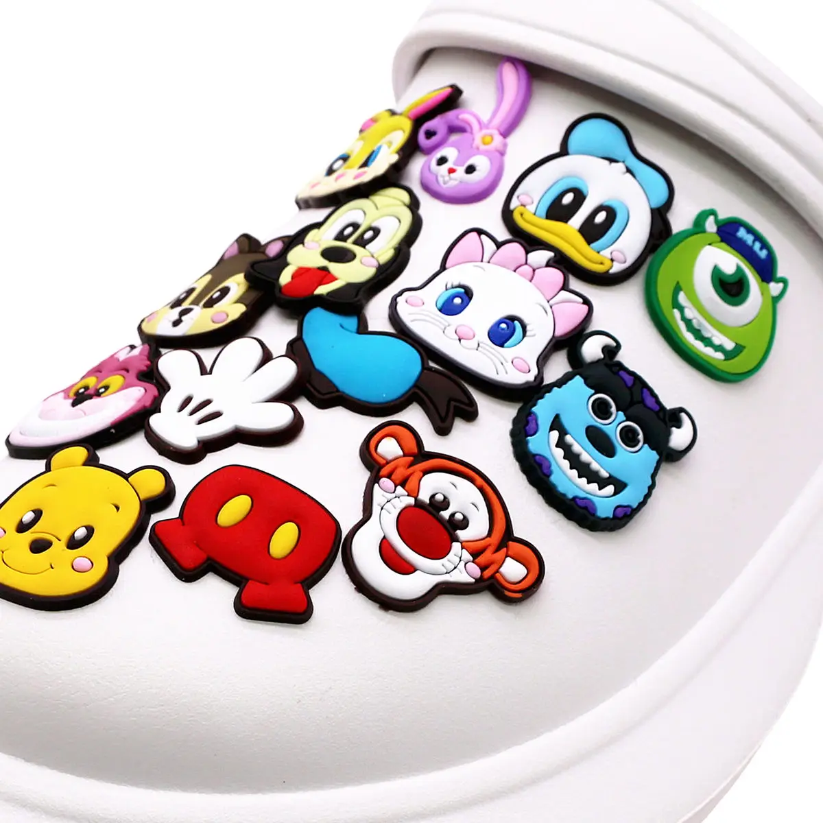 1pcs Cartoon Mickey Mouse PVC Shoes Charms Jeans Shoe Buckle Decoration Funny Monsters Inc Sandals Accessories Kids Gifts