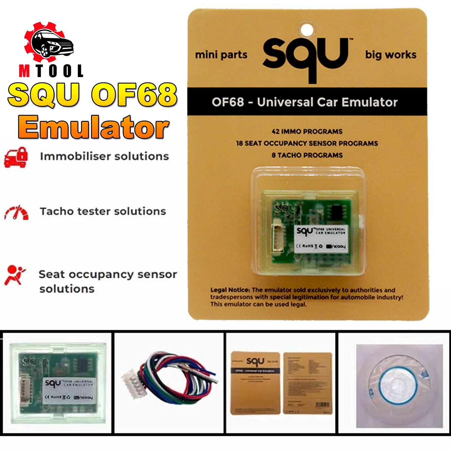 

5/10/15/20/30pcs SQU OF68 Universal Car Immobiliser Emulator Signal Reset Immo off Seat occupancy sensor Tacho programm PK OF80