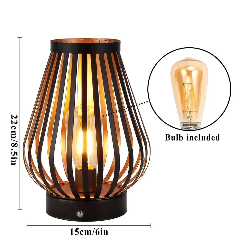 Dimmable Touch Bedside Table Lamp 8.5''H Rechargeable Battery Powered Lamp with LED Edison Style Bulb Cordless Accent Lamp