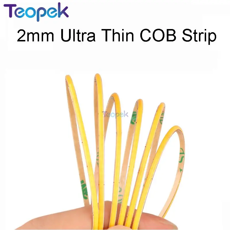 

2mm Ultra Thin COB LED Strip DC12V 480 Leds/m Warm Cool White Blue Flexible Linear Tape Lights Bar For Car Room Decoration