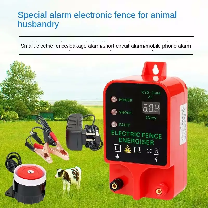 

10km Farm Electric Poultry Equipments Portable Power Solar Panel Electric Fence Energizer Metal Garden Fence High-decibel Alarm