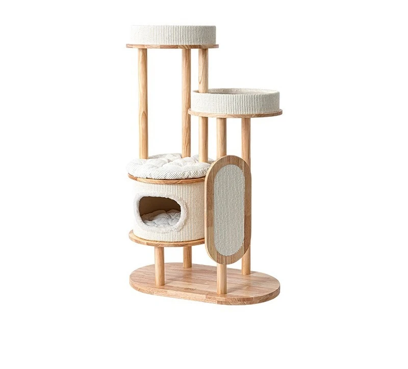 إطار تسلق القطط، تكامل شجرة القمامة، إطار قطط بعمود من الخشب الصلب للاستخدام المنزلي، مطاط #4