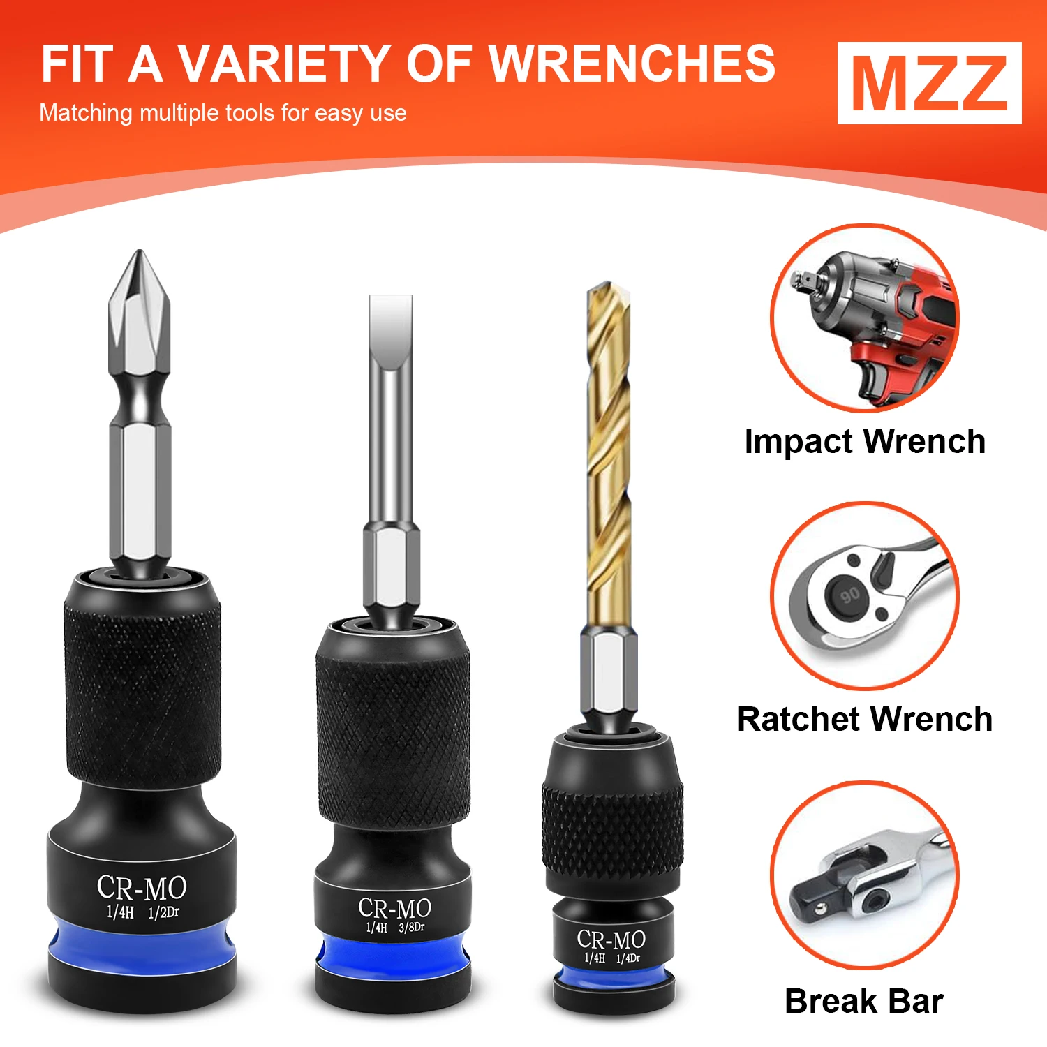 3 шт. ударный шестигранный преобразователь для отвертки 1/2 3/8 1/4 дюйма квадратный привод на 1/4 дюйма быстроразъемный шестигранный адаптер для торцевого ключа