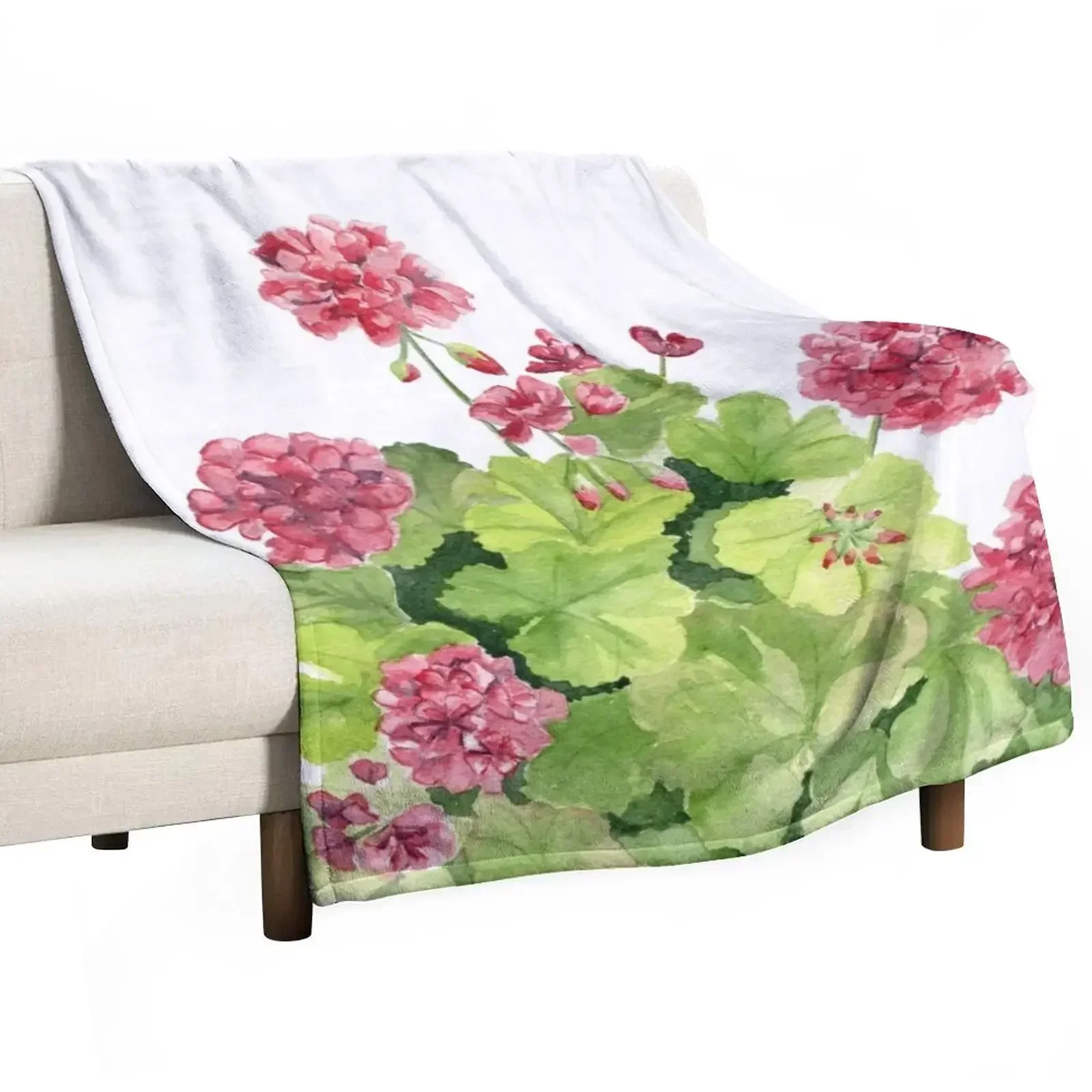 Geranium Watercolor 3 Throw Blanket Quilt manga Polar Blankets