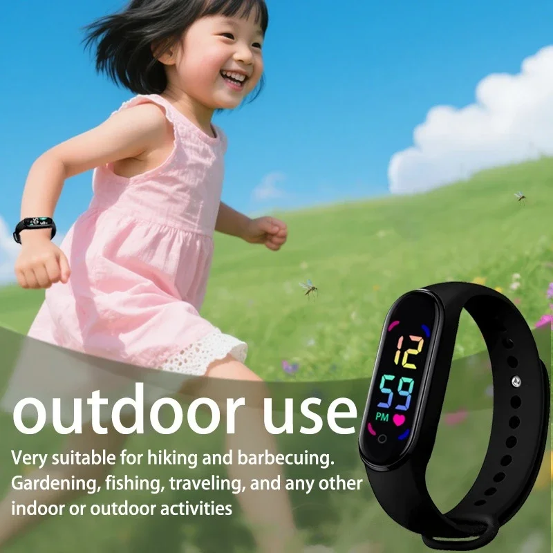 Neues Mückenabwehr-Armband mit LED-Zeitanzeige, tragbare Uhr, physikalisch, ultraschallbasiert, nicht chemisch, für Zuhause, Outdoor und Sport. – Detail 2