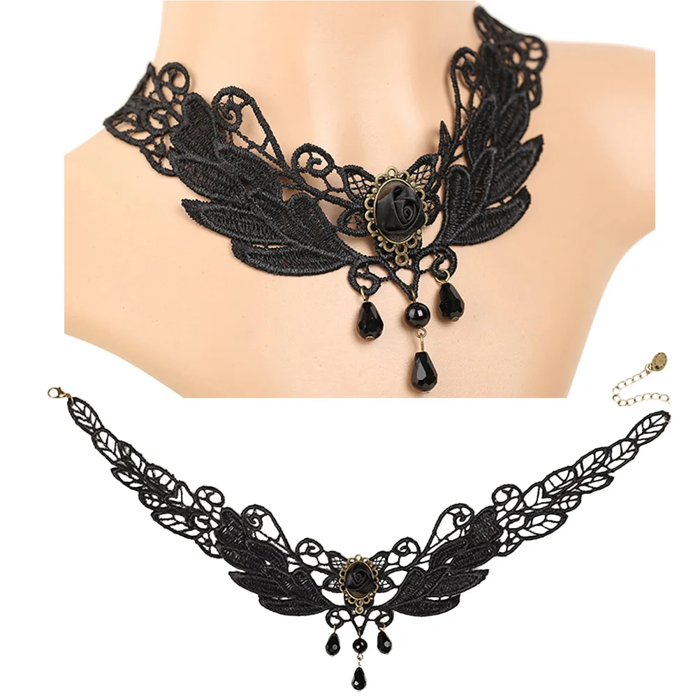 Collana di cristallo gotica Design elegante vintage Regali per donne Compleanni Matrimoni Accessori moda Gioielli popolari