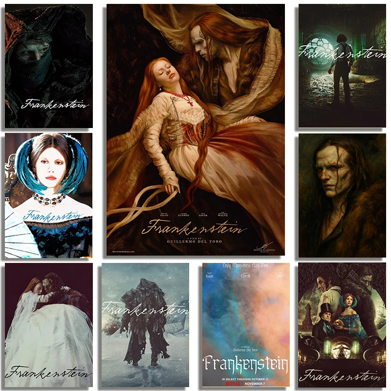 الرعب القوطية الخيال العلمي فيلم فرانكنشتاين ملصق فني قماش الطباعة المنزل سينما فندق الإقامة ديكور جدران اللوحة #1
