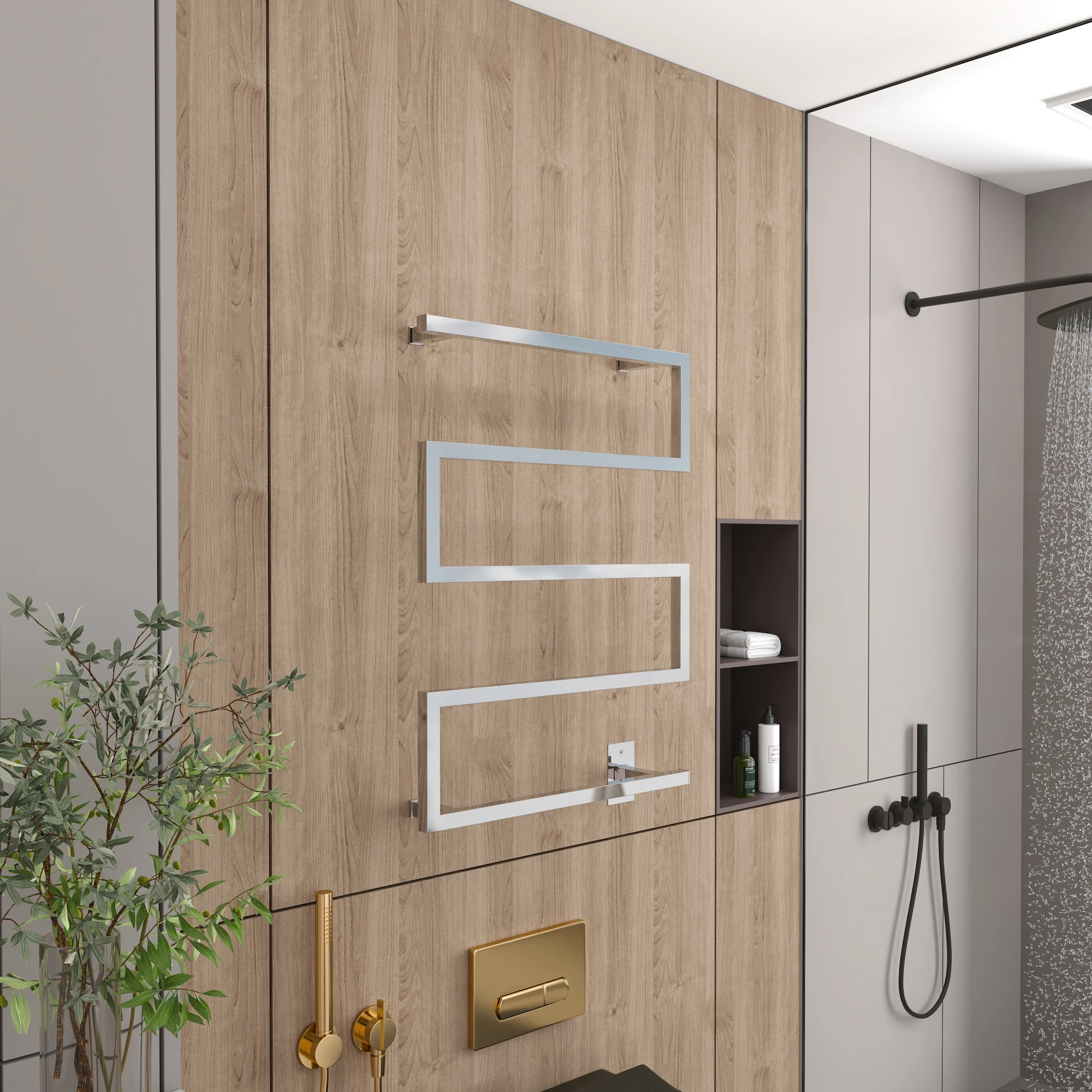 IP44 Luxury Golden Towel Racks Wall Mounted 304 Stainless Steel Brushed Gold Heated Towel Rails