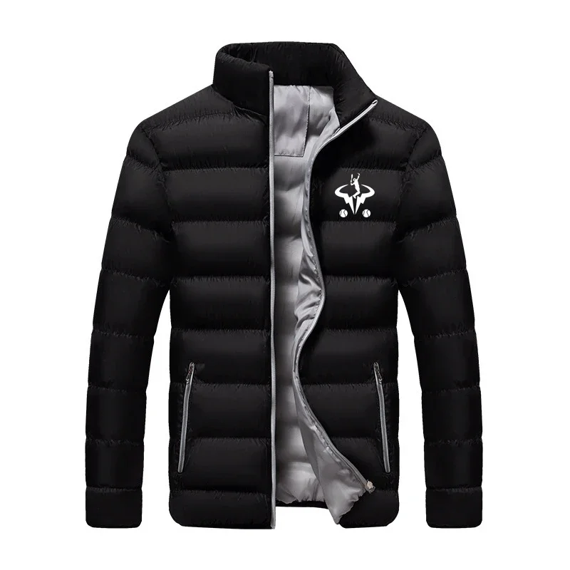 Winter New Rafael Nadal Logo Print Custom Made Men Zipper Down Jacket Vest Cotton Warm Thicken Casual High Street Man Streetwear