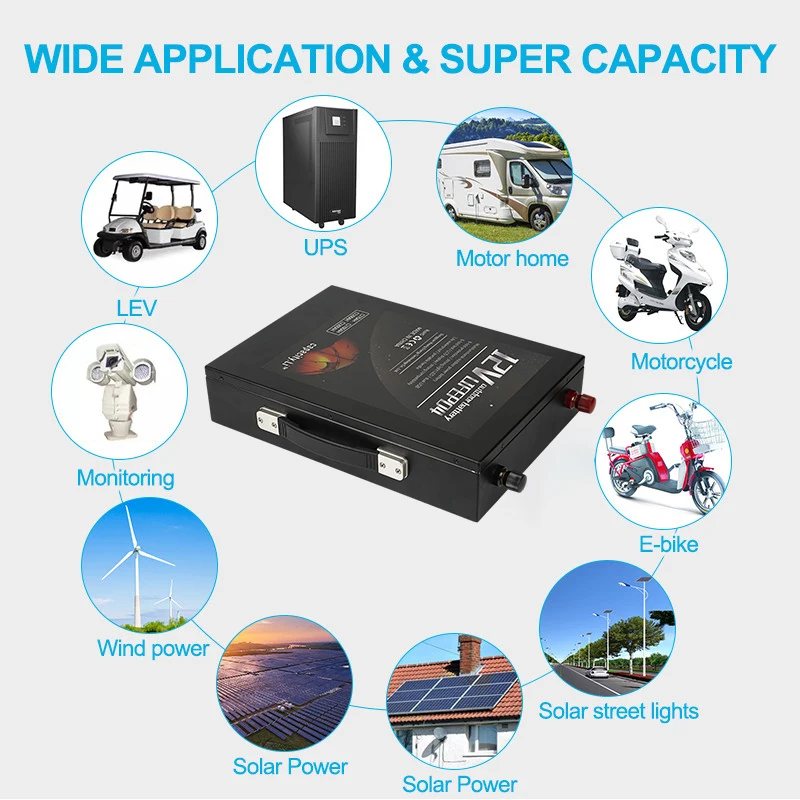 12V Lifepo4 Battery 100AH Battery Pack 12V Marine Motor 80AH Waterproof Outdoor RV Solar Backup Rechargeable Battery