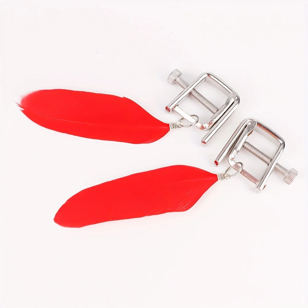 Colored Feathers Nipple Clip Adjustable Breast Clamps BDSM Alternative Adult Flirting Sex Roleplay Toys for Women and Couples