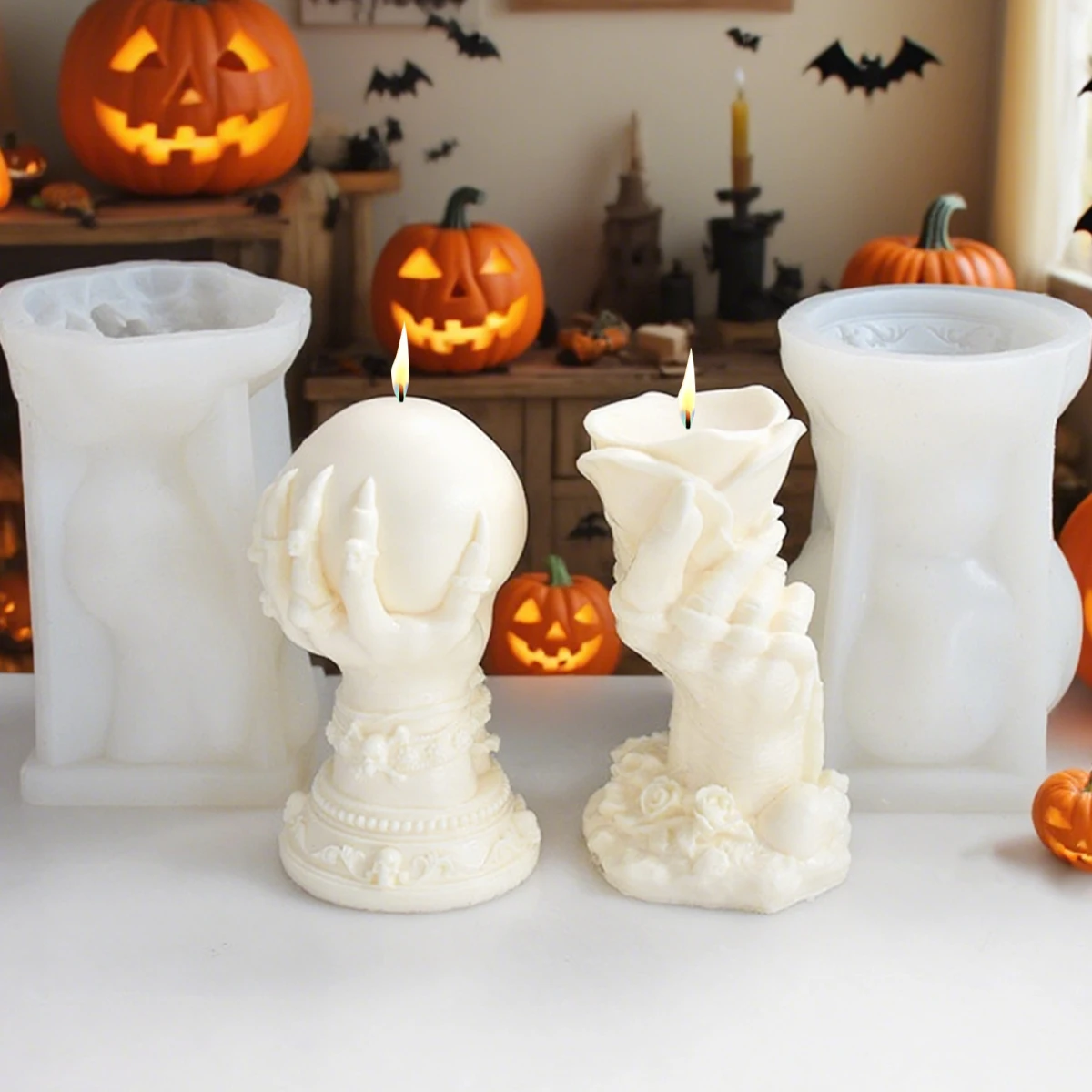 1 Stück, Halloween Rose Magic Claw Magic Ball Kerze Silikonform Handgemachte Seife DIY Aroma Gips Dekoration Ornament