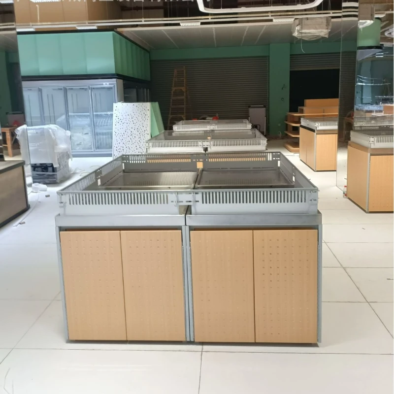 Vegetable Shelf Fresh Store Life Supermarket Stainless Steel Fruit and Vegetable Shelf Fruit Truck Stack Head Display Shelf