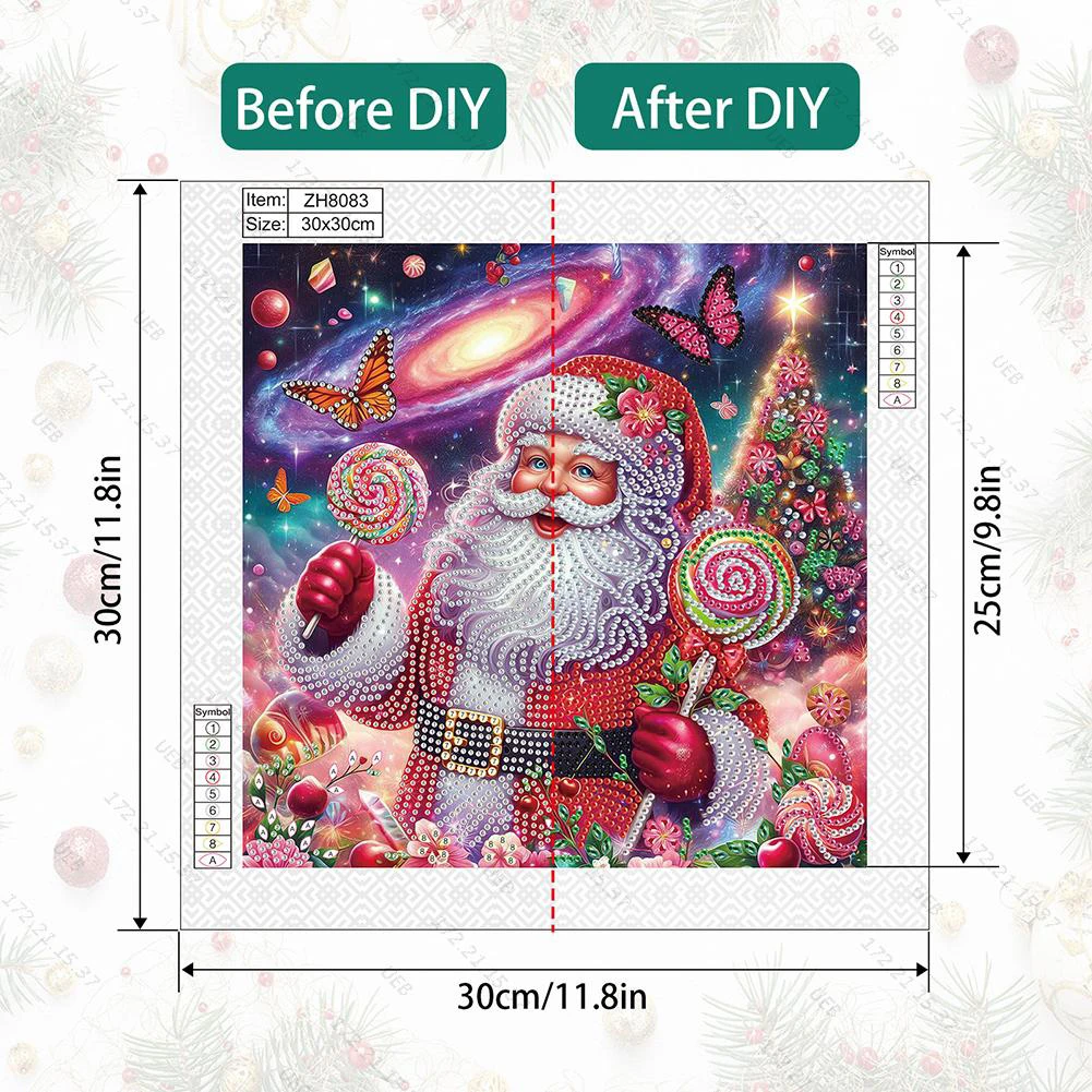 

4PCS 30x30cm Christmas 5D DIY Special Shape Crystal Partial Diamond Painting Kit (B)