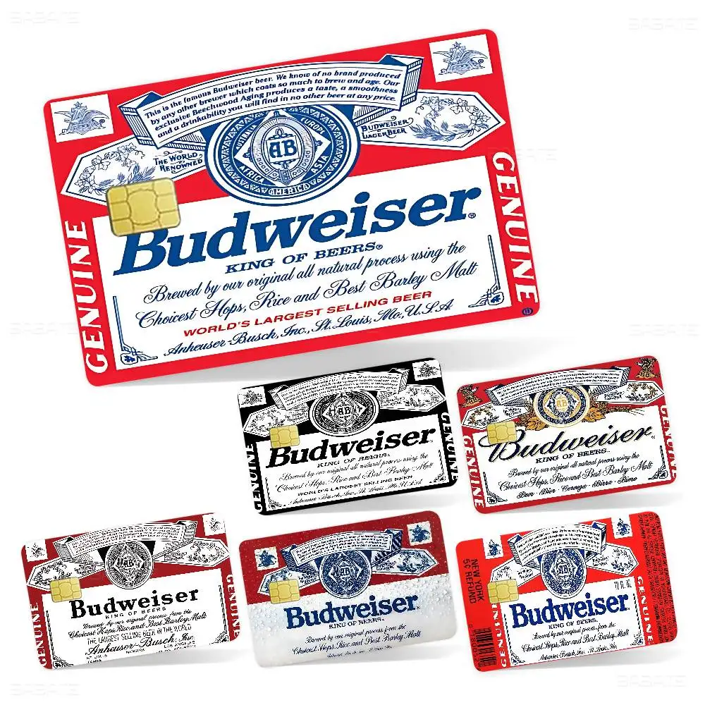 Sticker Decorativo para Tarjeta de Crédito/Débito con Diseño de Cerveza B-Budweiser, Resistente al Agua, para Fiestas
