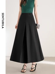 SENTUBILA A-line Umbrella long Black Skirt 2024 Spring Summer Casual Loose High Waist Solid Maxi Skirts Female Clothes 141Q53135