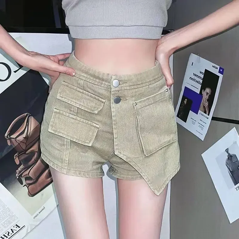 Y2k Clothing Denim Shorts Women Streetwear Sexy Jean Shorts Mini Jeans Vintage Harajuku Streetwear Irregular Design High Waist