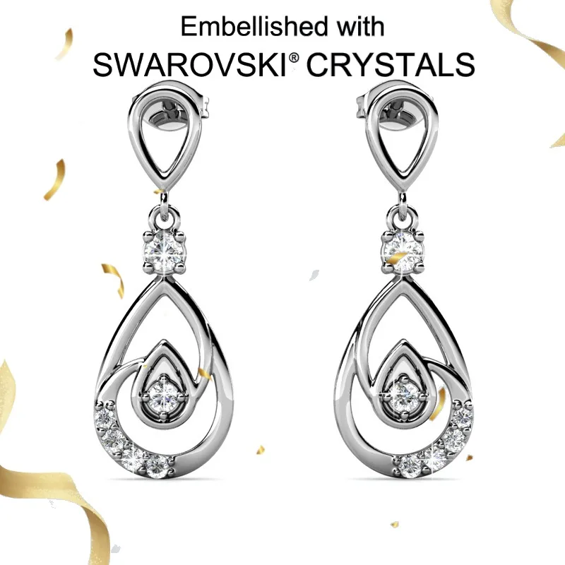 

Daisini серьги-капли из стерлингового серебра 925 пробы с кристаллами Сваровски, ажурный дизайн, ювелирные украшения для женщин, элегантные подарки