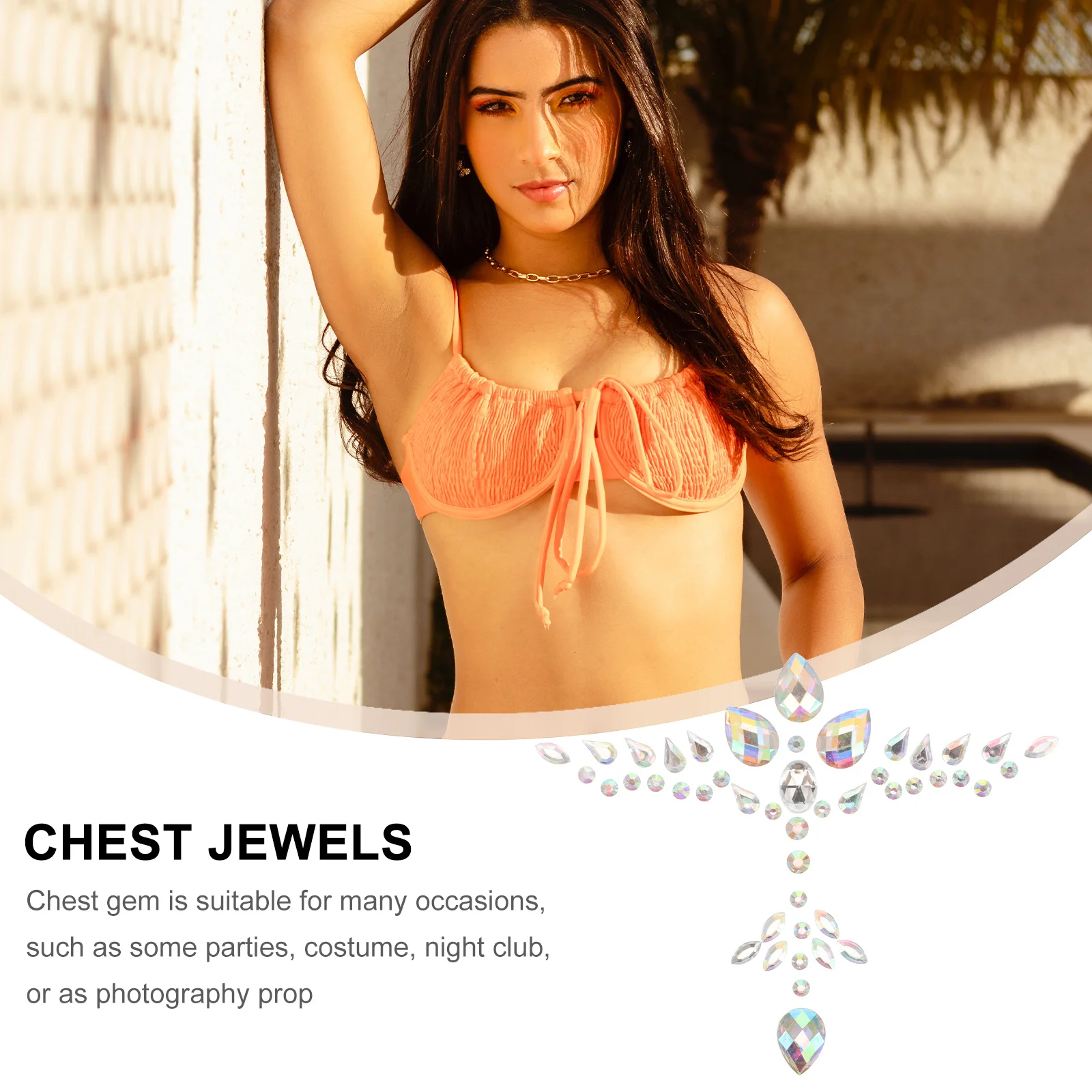 

Gem Stickers for Chest Dazzling Stick on Body Jewels Sparkling Chest Gems Rave Festival Wedding Parties Showers Special