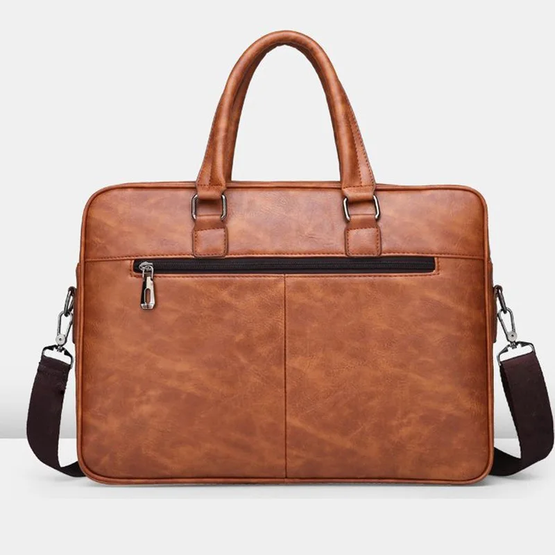 Nieuwe Heren Aktetas Klassiek Retro Pu Lederen Luxe Merk Zakelijke Handtas Mannelijke Crossbody Schoudertas Laptop Computertas