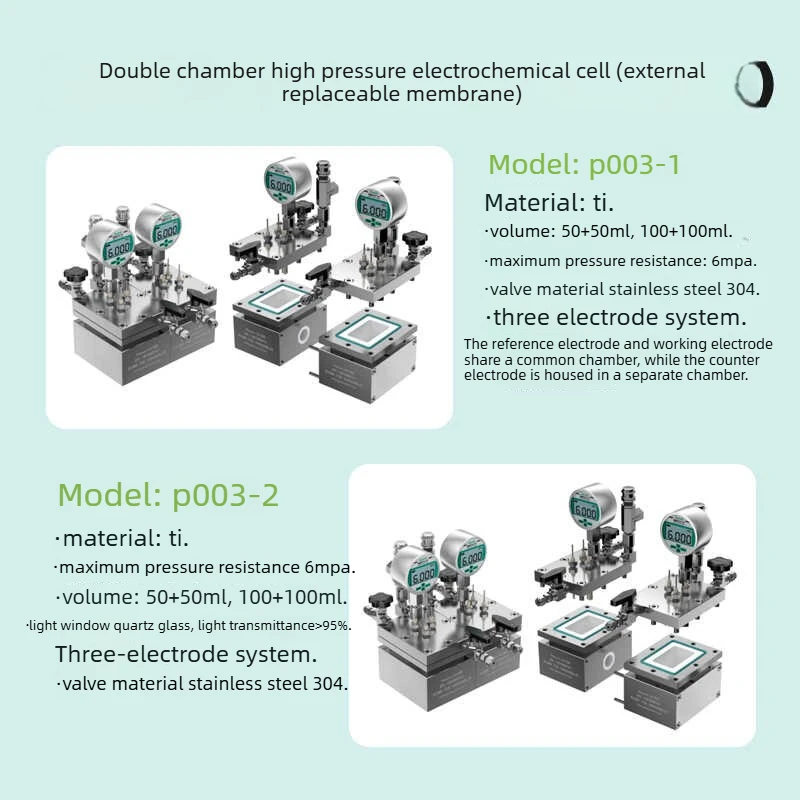 Single and double chamber high voltage electrochemical cell series P001-1/P002-1/P003-1