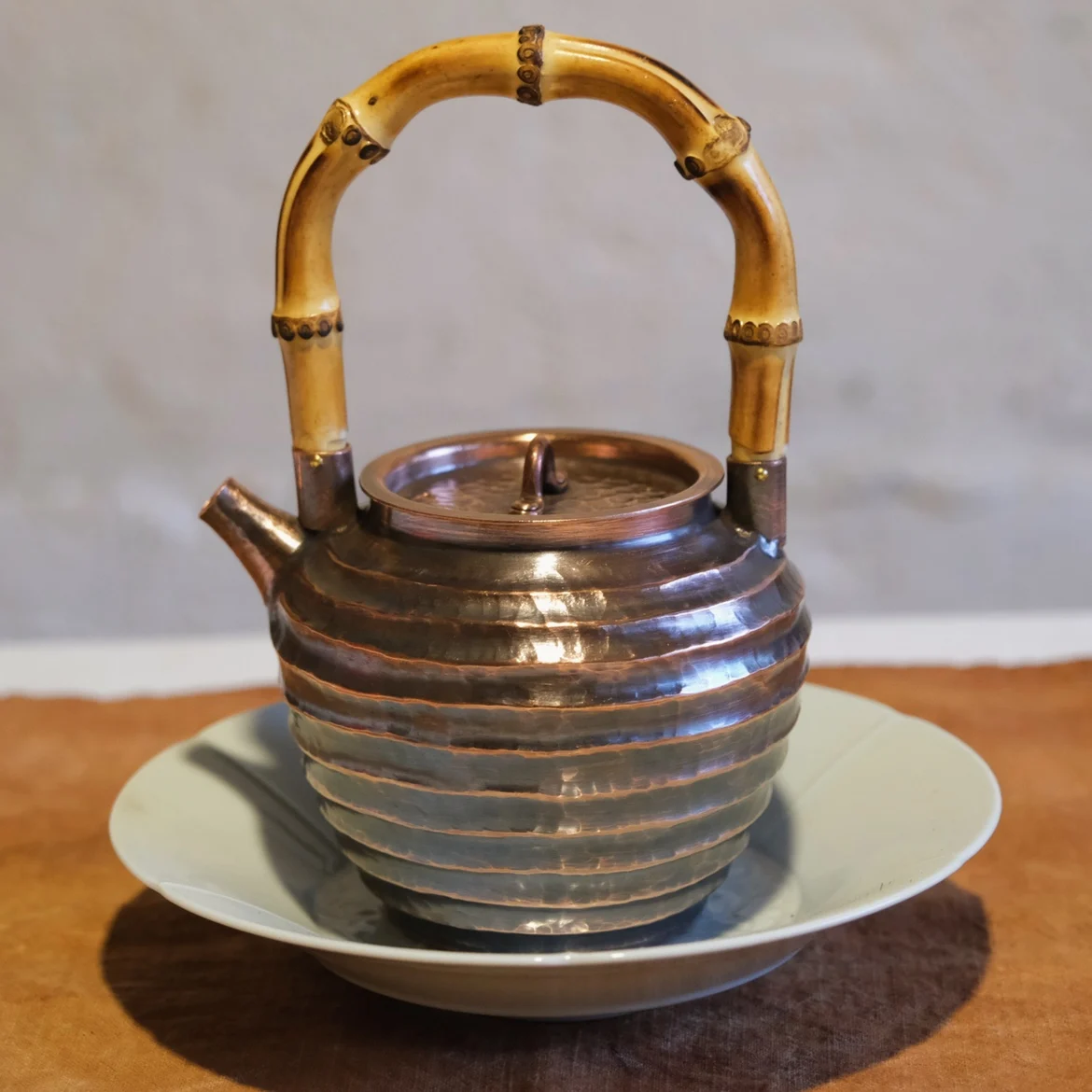 a bamboo pot, Japanese-style handmade pure copper old teapot, red copper cute 500cc kettle anti-scalding