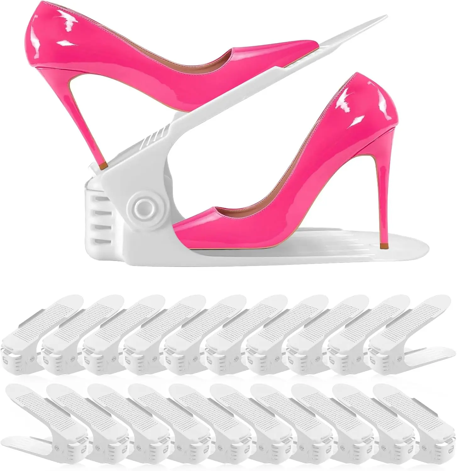 Adjustable Shoe Stackers, 36-Pack Space Saver for Closet Organization, White
