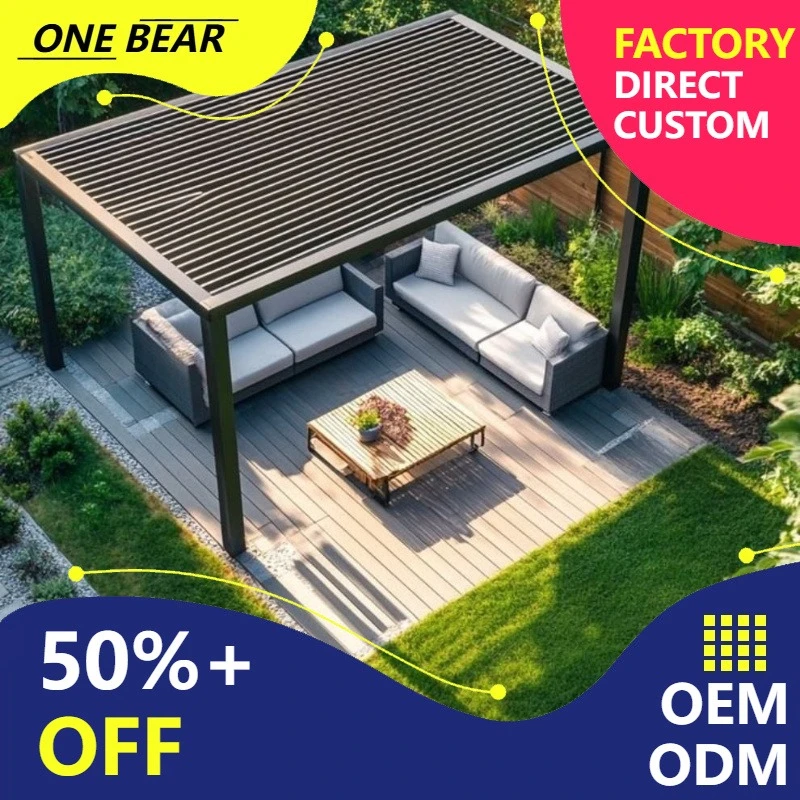 

Any Size Custom Aluminum Electric Louvered Pergola Rainproof Sun Block Heat Insulation Villa Mansion Patio Yard Sturdy Shade Awn