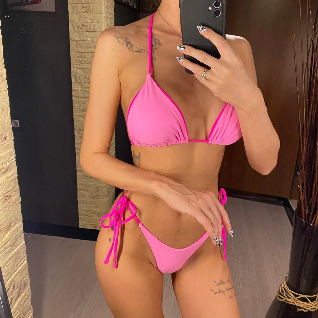 Sexy 7-Farben-Neckholder-Bikini, brasilianischer Badeanzug für Damen, zweiteiliges Bikini-Set, Badebekleidung, Badeanzug, Damen-Bikini V3860 – Detail 25