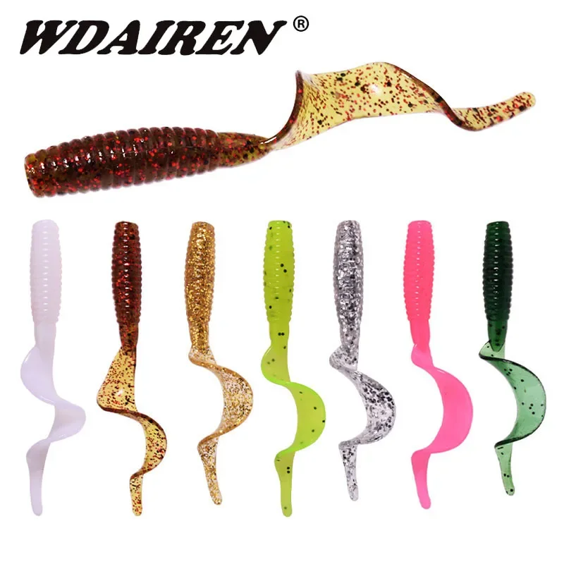 

10 Pcs Shrimp Smell Silicone Worms Soft Lure 5.5cm 2g Jig Wobblers Long Tail Artificial Bait for Bass Trout Carp Fishing Tackle