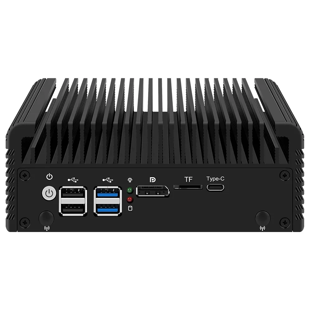 2.5G Fanless Mini PC Intel i3 N355 N305 N150 N100 4xi226-V LANs DDR5 Type-C 6*USB 2*NVMe 2*SATA Firewall Router Proxmox pfSense