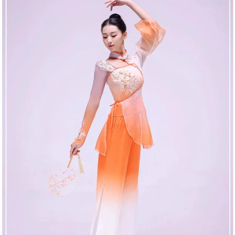 

Classical dance dress female elegant Chinese style set umbrella fan dance national Yangko dance costume