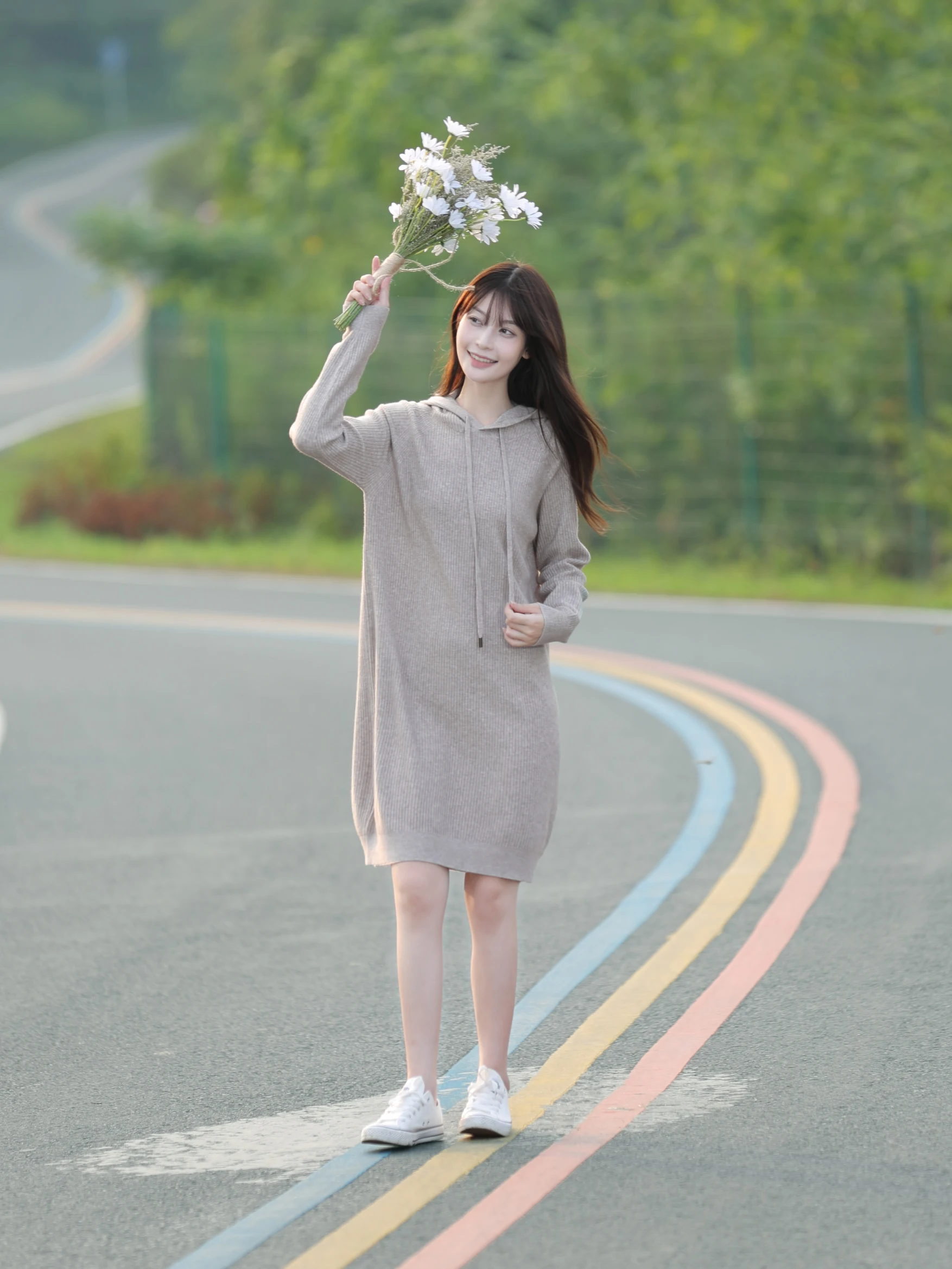 

Loose Long Sve Hooded Mid-Length Knitted Dr Women's Spring Autumn New Sle Base irt Comfortable Breathable Faionable