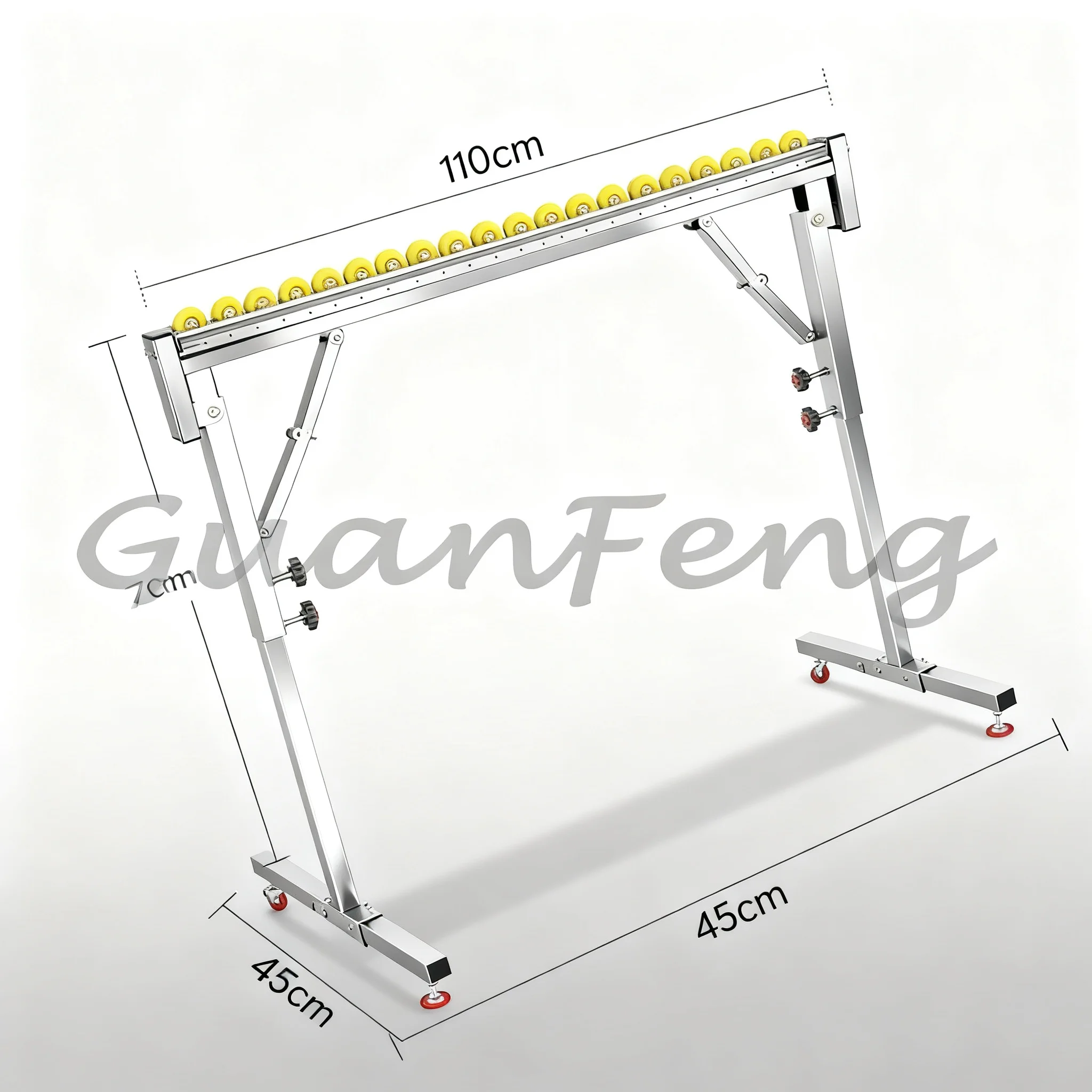 Folding Adjustable Height Wood Cutting Support Bracket with Roller, Double Row Transport Pulley Saw Table Support Frame