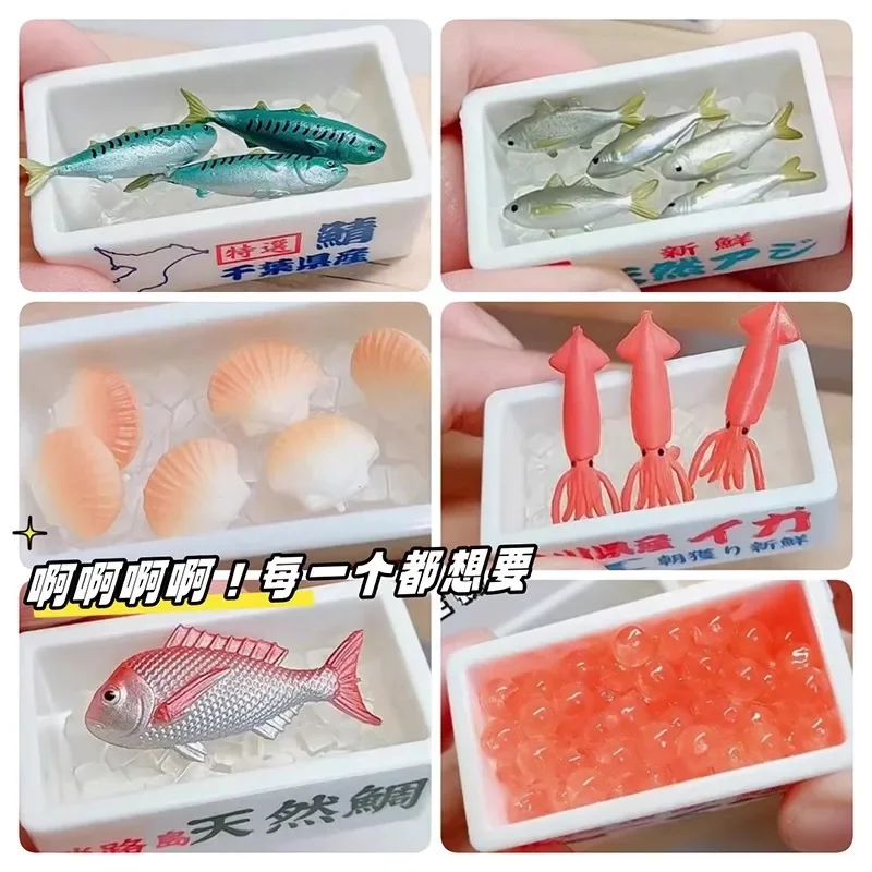 Figura de Anime aleatoria cápsula misteriosa Gashapon Kawaii lindo marco pesca langosta rey Cra miniatura caja ciega de moda Juguetes