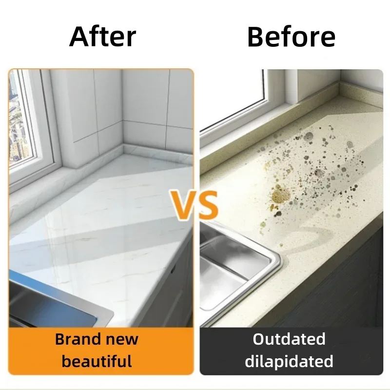 Self-adhesive Films Desktop Renovation Decor Marble Pattern Kitchen Sticker Oil Resistant Heat-resistant Aluminum Foil Bottom