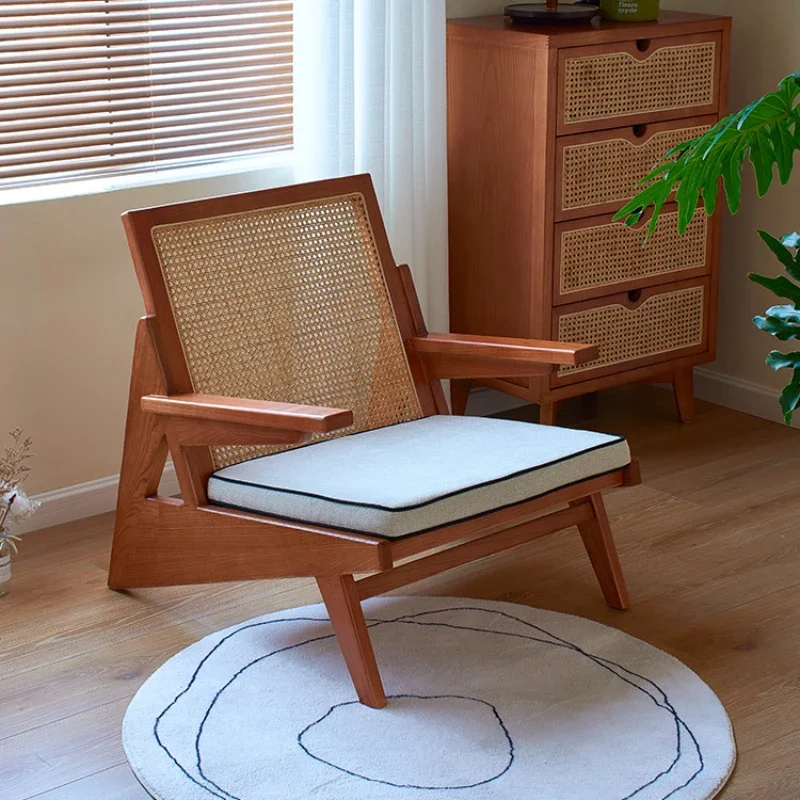 Japanese wabi-sabi rattan sofa chair, single living room, second-hand lazy chair, art homestay