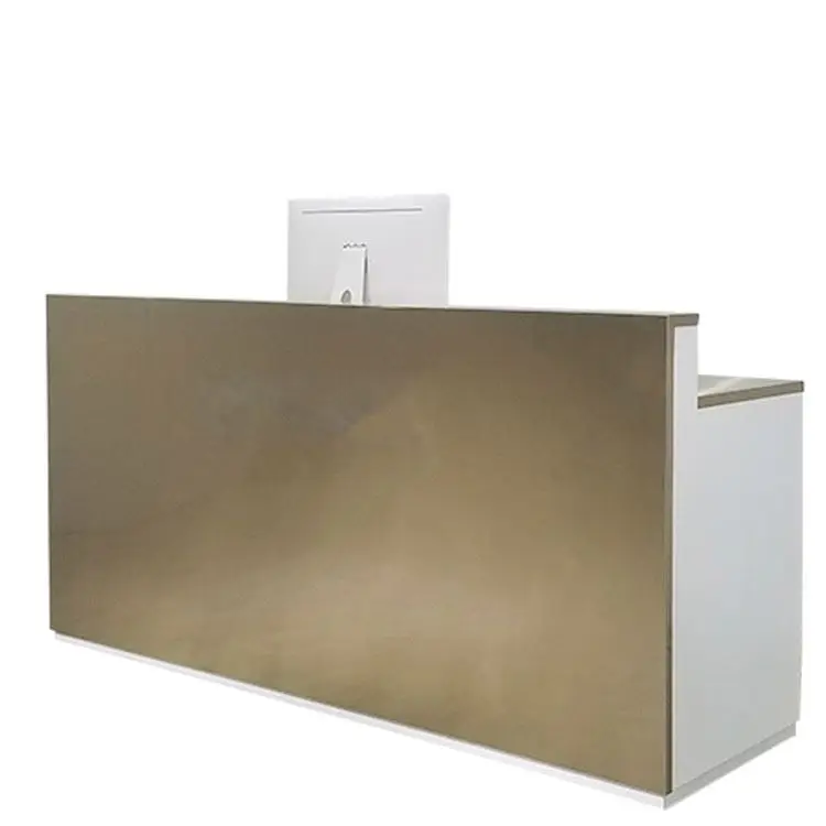 us-Custom Luxury Salon Reception Furniture Retail Clothing Wood Front Desk Cash Counter Design for Garment Shop！