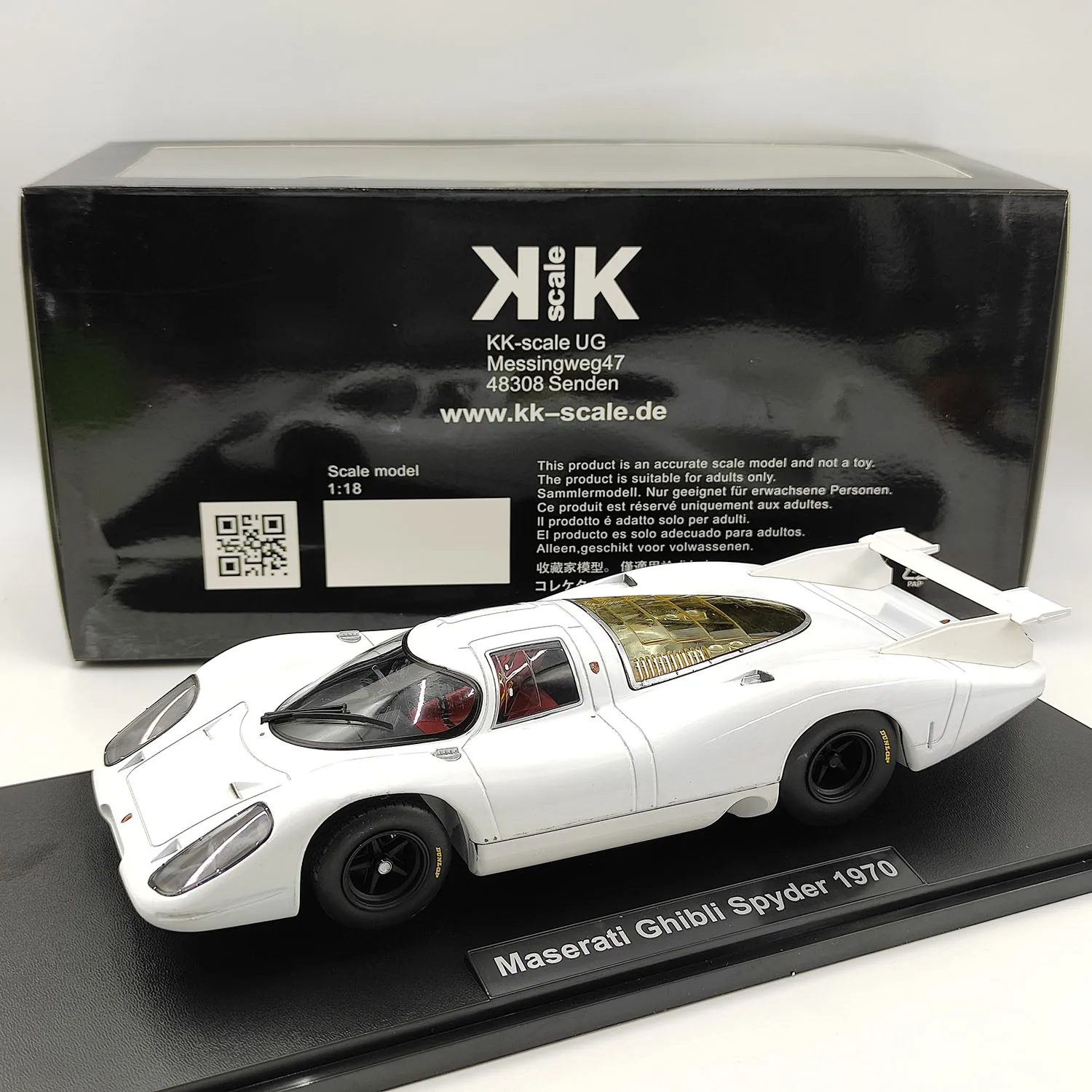 

Defects Diecast KK 1:18 Scale Le Mansay Maserati Ghibli Spyder 1970 Alloy Car Model Collectible Toy Gift Souvenir Display