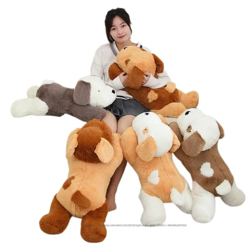 

75/105cm Giant Plush Toy Big Sleeping Dog Stuffed Striped T-shirt Puppy Dog Soft Animal Toy Soft Pillow Baby Girls Birthday Gift