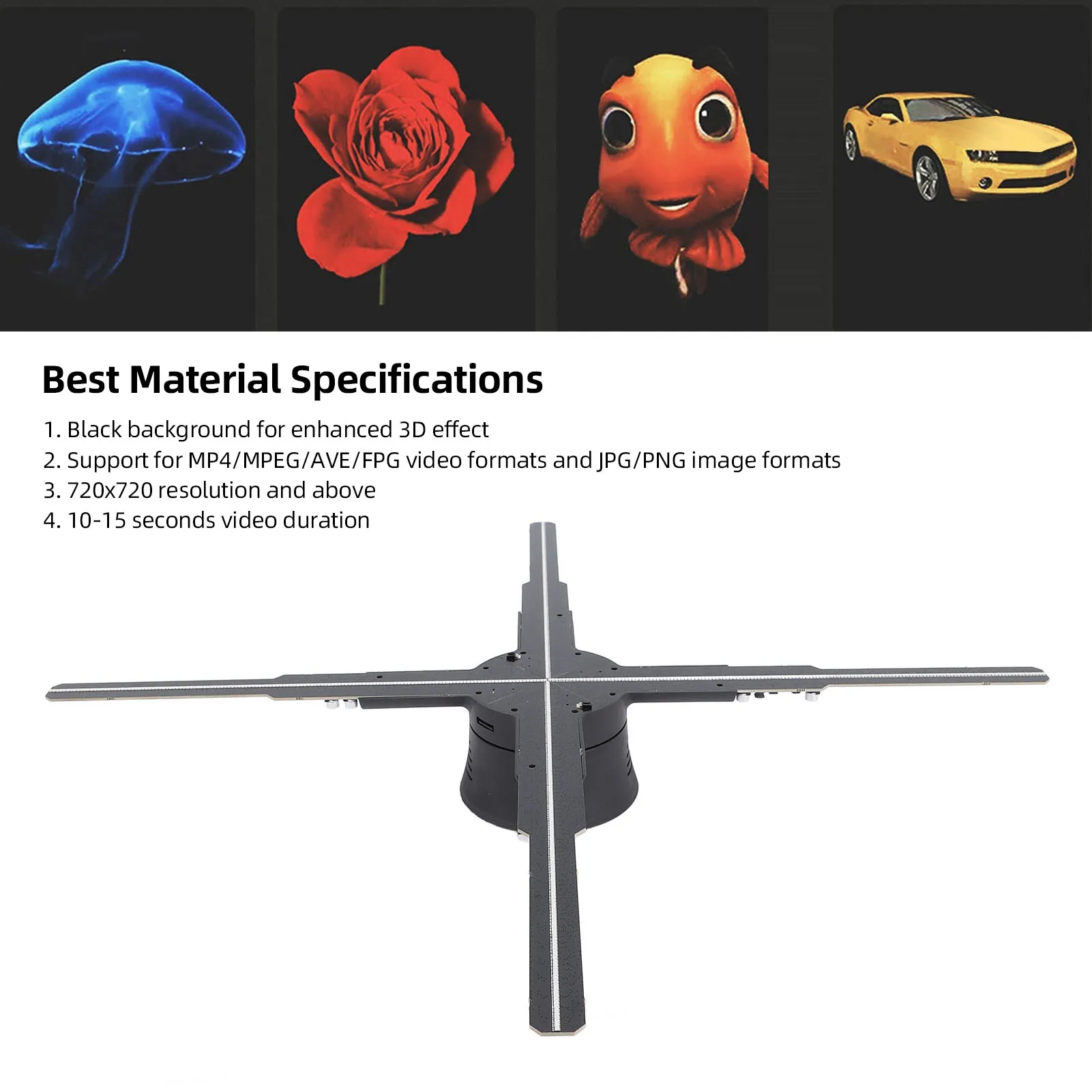 جهاز عرض مروحة الهولوغرام 2000x596 مروحة الهولوغرام ثلاثية الأبعاد مدمجة في 8 جيجابايت بطاقة الذاكرة آلة الإعلان رقائق LED لنظام التشغيل Windows 7 10 #5