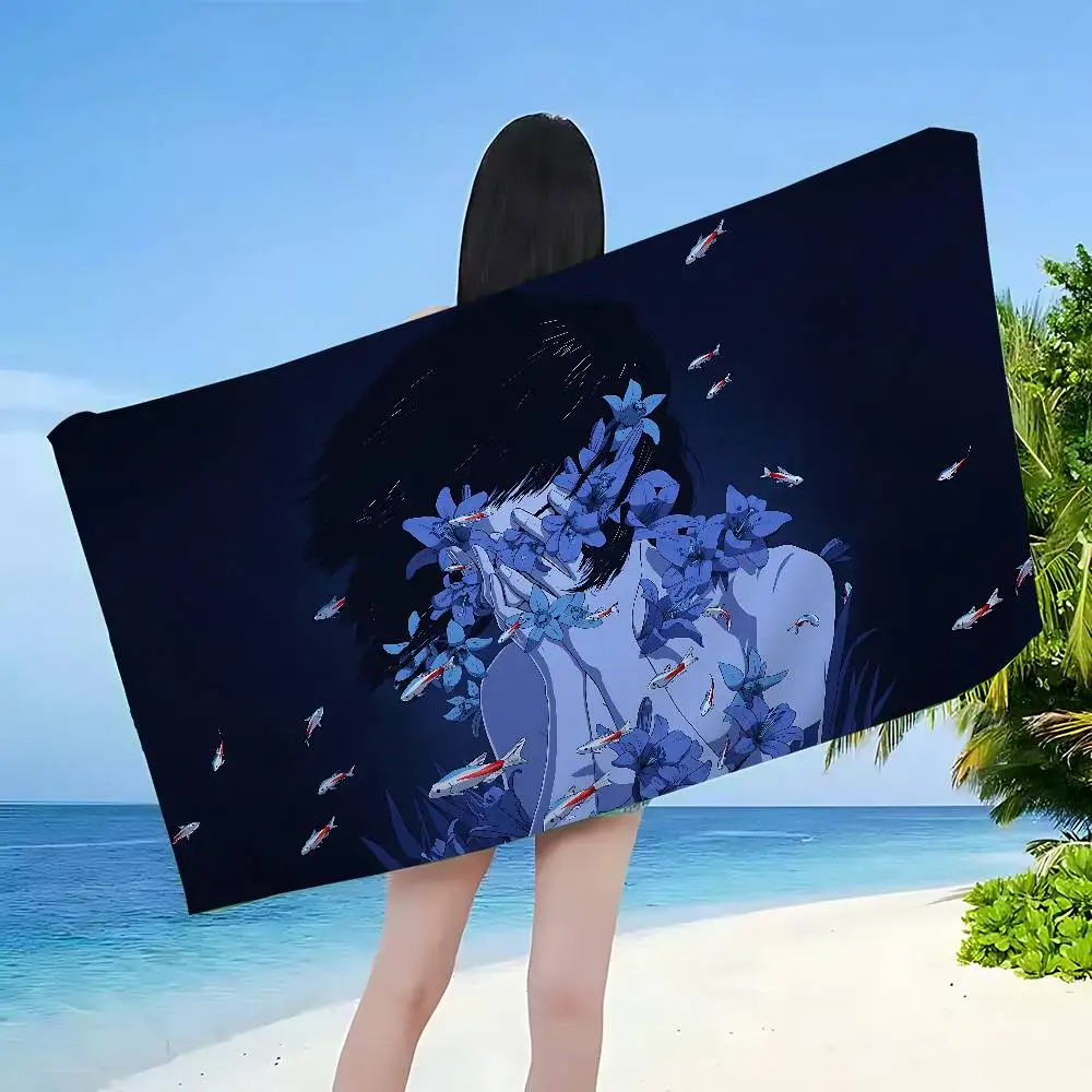Japanese horror movie P-perfect B-blue Microfiber Blanket Quick Drying Beach Towels Oversized Printing Super Absorbent Towel