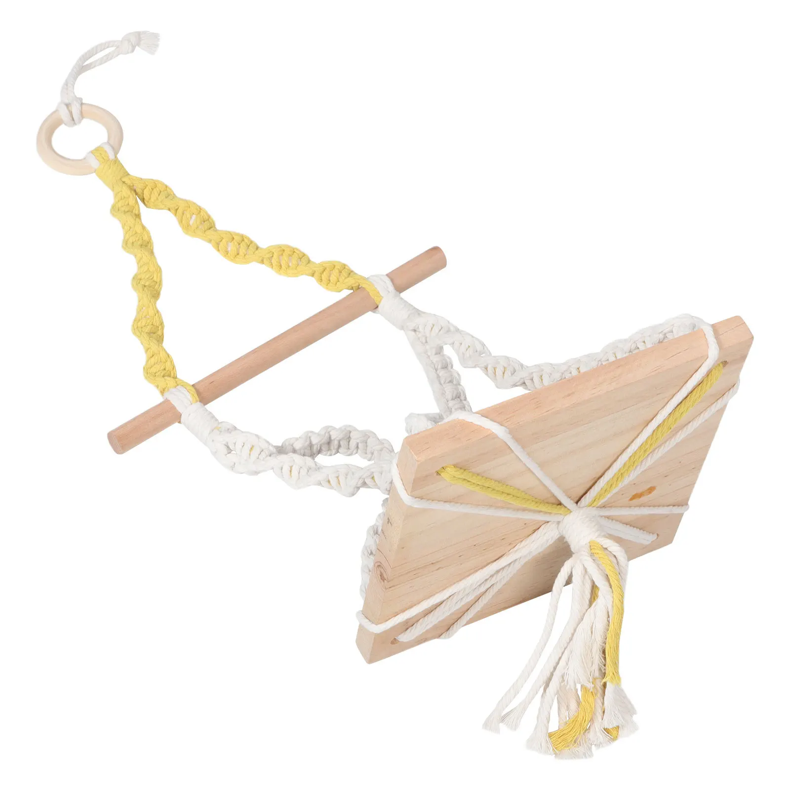 رف معلق على الحائط من حبل القطن: رف تخزين بوهو مصنوع يدويًا من نسيج مكرامية لغرفة المعيشة وغرفة النوم وإطارات الصور على الحائط