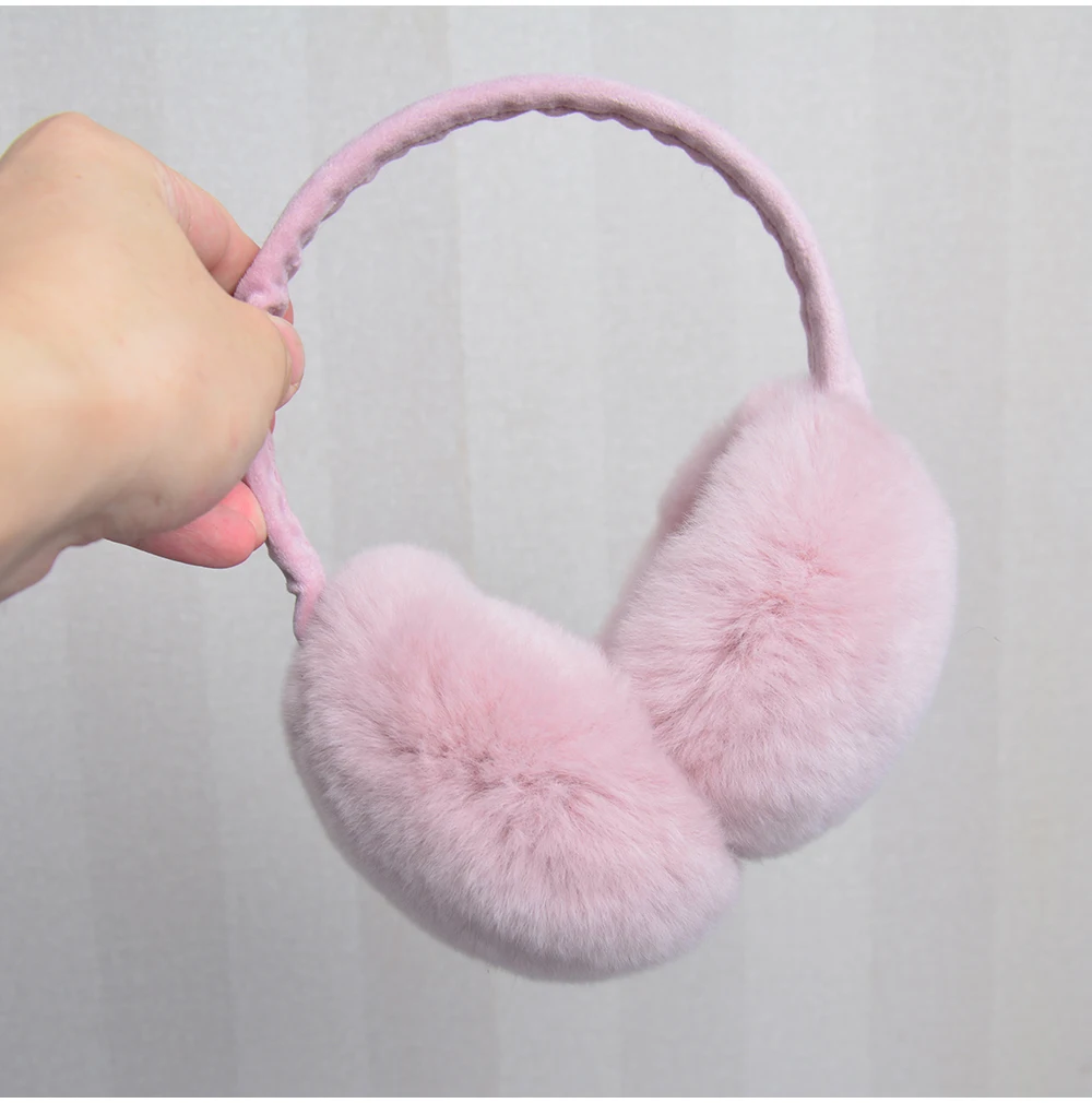 Rex Rabbit Fur Hang Ear Cover Warm Winter Earmuffs Headwear Ear Muffs Fur Earmuffs Cold Ear Warmer Fold Ear Protection Headband