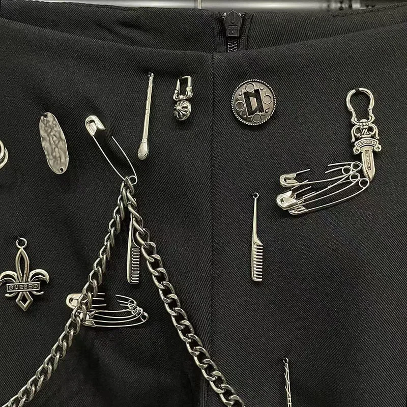 Women's Fashion High Street Metal Decoration Shorts Trendy Casual Chain Short Pants Female Spring New Arrival